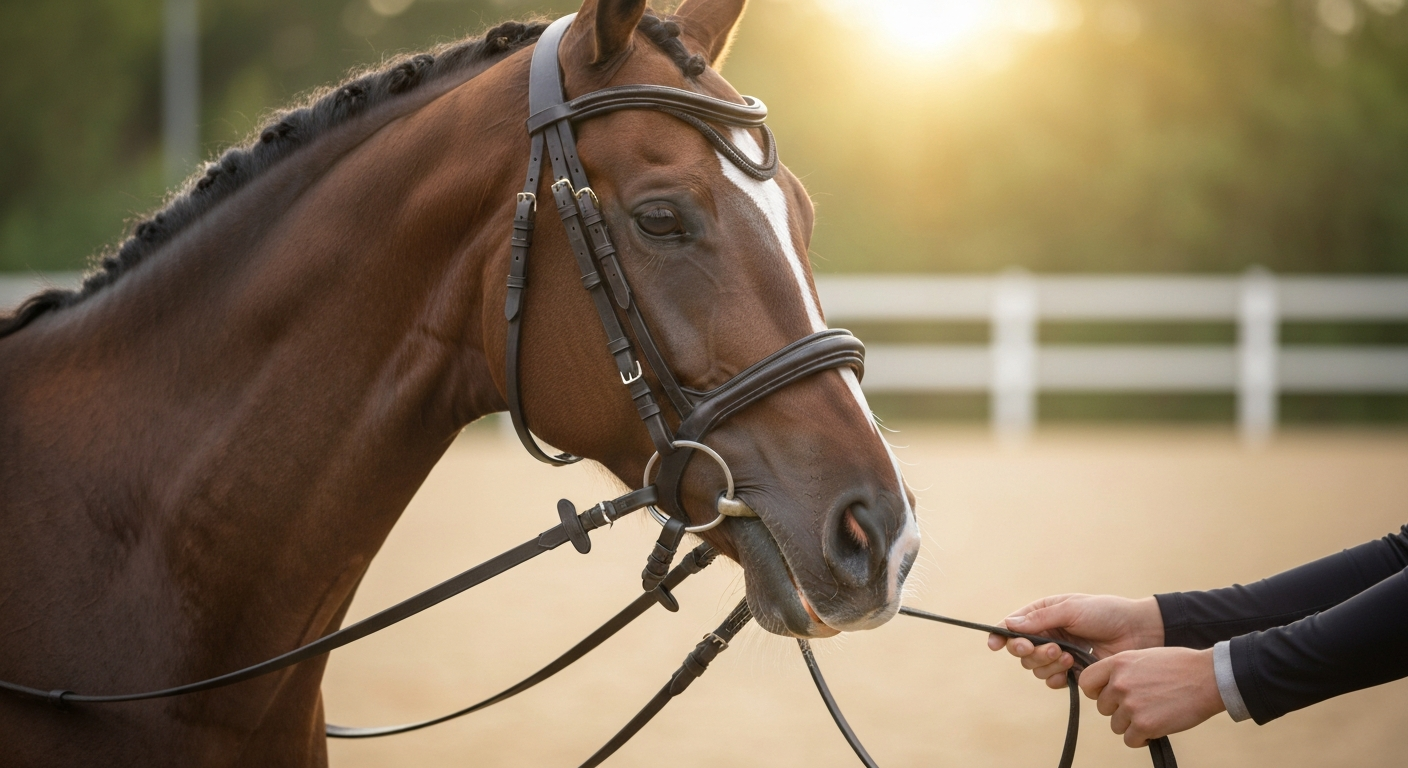 De invloed van een anatomisch hoofdstel op de aanleuning van een bitgevoelig paard