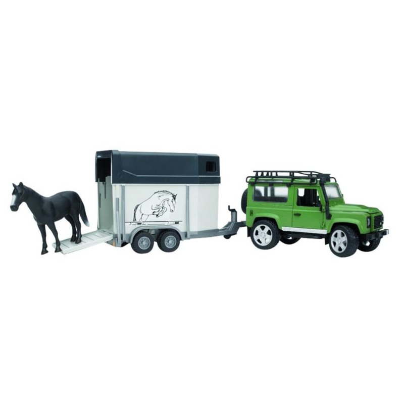 Land Rover Defender incl. paardentrailer en paard 1:16