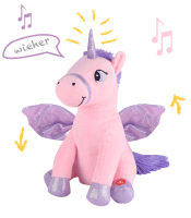 Unicorn Maggie bewegend en met muziek en verlichte hoorn