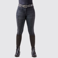 DUBLIN SHONA FULL GRIP SILICONE PRINT DENIM BREECHES ASH