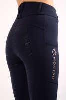 Montar Makayla Hybrid pull-on tights with gold logo - Navy, Fullgrip