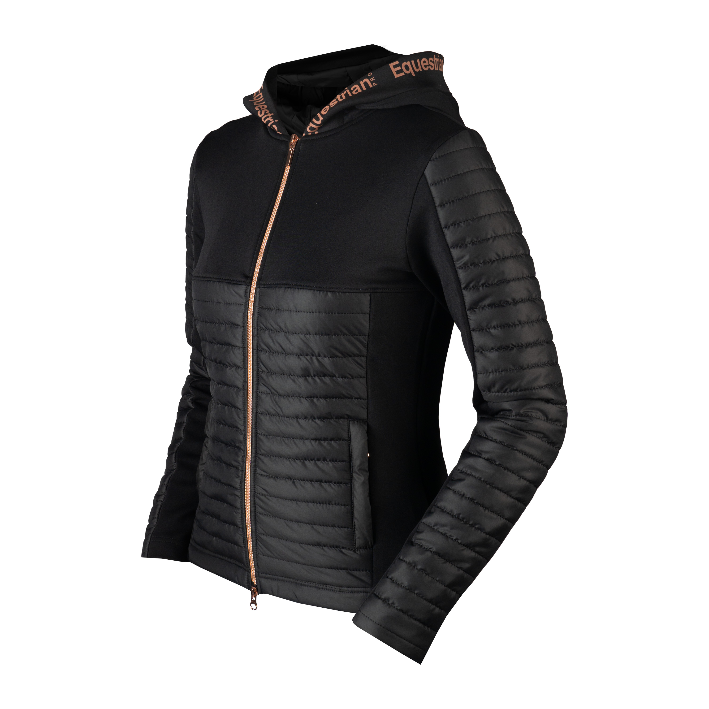 EQUESTRIAN PRO PUFFER VEST MAGNIFICENT ZWART/ROSE