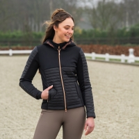 EQUESTRIAN PRO PUFFER VEST MAGNIFICENT ZWART/ROSE